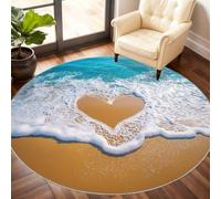 Beach Round Rug 210cm, Ocean Circle Rugs, Summer Beach Rug, Washable Round Carpet for Kitchen Dining Living Room Bathroom Beneath the Furniture