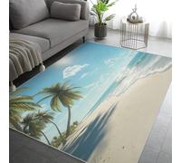 Beach Rugs Living Room 80x150, Seaside Palm Trees Hawaii Carpet for Bedroom, Non Slip Small Rug - Low Pile Flannel Floor Mat, Machine Washable Area Rugs H-2