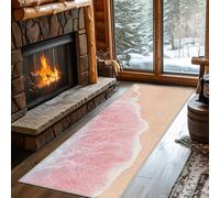 Beach Runner Rugs for Hallway Washable Non Slip, Pink Wave Sand Coastal Runner Rug for Hall Kitchen Bedroom Rubber Backed, Long Door Mats Indoor 90x230 cm