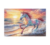 Beach Running Dream Horse 1000 Pieces Jigsaw Puzzles Splendid Celestial Critters For Men Educational Decompression Adults Anxiety Memory Care Mothers Valentines Gift Eco Friendly Material 1000 PCS