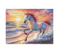 Beach Running Dream Horse 500 Piece Complete Jigsaw Puzzle Set Splendid Celestial Critters Teens Beginners Educational Challenge Puzzle Fans Group Play Anniversary Quality Material 500 PCS