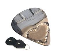 Beach Sand Heart Door 6 Pack Guitar Picks With Holder, Personalized Guitar Plectrums Non-Slip Portable Ukulele Bass Picks 0.71mm For Acoustic Guitar Lovers Gifts