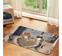 Beach Sand Heart Door Dog Food Mat, Absorbent Pet Feeding Mat for Food and Water Bowls Non-Slip Placement Pad for Floors Waterproof Quick Dry Water Dispenser Mat for Dogs Puppy Cats 12x18 Inch