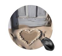 Beach Sand Heart Door Round Mouse Pad Funny Mousepad with Non-Slip Rubber Base 7.8 Inch Waterproof Office Mouse Pad Premium Textured for Laptop Computer