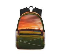 Beach Sand Heart Door Travel Backpack for Women Men Waterproof Carry On Backpacks 15.6inch Laptop Backpack, Sunset Beautiful Soccer Field, One Size