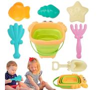 Beach Sand Toy - Children Shovel with Foldable Bucket | Outdoor Interactive Game Set for Kids | Digging Stacking Shaping Sand Castles | Fun Beach Play Tools for Boys Girls | Summer Holiday Tr