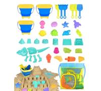 Beach Sand Toys, 39Pcs Sand Pit Toys with 3 Collapsible Buckets & 6 Spades, Sandpit Toys for Kids with Mesh Backpack Bag, Summer Outdoor Fun Sand Toys for Kids Boys Girls Toddlers