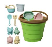 Beach Sand Toys - Travel Digging Game for Kids Ages 3+ Outdoor Activities, Folding Fruit Bucket with Ergonomic Shovels, Play Set for Backyard Camping Swimming Pool Vacation 8 Inch