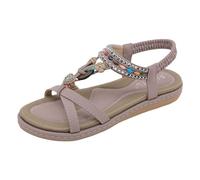 Beach Sandals For Women Uk Boho Arch Support Walking Holiday Sandals Wide Fit Elasticated Back Strap Beaded T-Strap Design Flat Sandal Comfort Casual Summer Dressy Open Toe Sandal 2026,Purple/Size 6
