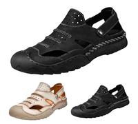 Beach Sandals Leisure Shoes Men Sports Outdoor Water Fisherman Leather Beach Men Women Sandals Comfortable Breathable Outdoor Sports Trekking & Hiking Sandals, black, 12 UK