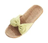 Beach Sandals Women's Open Summer Sandals Women's Flat with Bow with Bow Beach Sandals Casual Slippers Espadrilles Slip-On Shoes Espadrilles Sandals Bath Slippers, Green, 6 UK