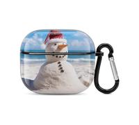 Beach Sandy Snowman Bluetooth Earbuds Case Cover Full Body Shockproof Protection Hard Case Support Wireless Charging with Keychain Personalized Gift for AirPods 3