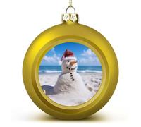 Beach Sandy Snowman Christmas Ball Ornament Shatterproof Hanging Ball Ornaments with String Decorative Christmas Baubles for Xmas Tree Home Wedding Holiday Party Decor Supply