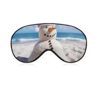 Beach Sandy Snowman Sleep Mask Comfort Travel Eye Masks with Adjustable Elastic Strap Soft Funny Block Light Sleep Eye Cover for Side Sleeper for Nap Men Women Gift