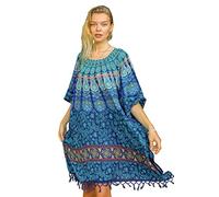 Beach Sarong Kaftan Dress - Bikini Cover Up Blue Mandala