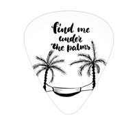 Beach Saying Guitar Picks 12 Pack Universal ABS Guitar Picks,Find Me Under The Trees in Hand-Written Style Hammock Between Tree Trees,for Acoustic and Electric Guitar,Black and White