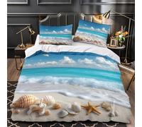 Beach Scene Duvet Cover 3D Design Printed Machine Washable 3 Pieces Bedding Set Zipper Tropical Seaside Quilt Cover Hotel Quality All Season for Adults Kids Women Teens Youth Single（135x200cm）
