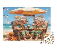 Beach Scene Grandmothers Jigsaw Puzzle for Adults 1000 Piece Fun 52x38cm/1000pcs