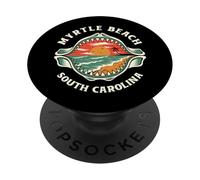 Beach Scene In Shark Jaw Myrtle Beach South Carolina Retro PopSockets Adhesive PopGrip