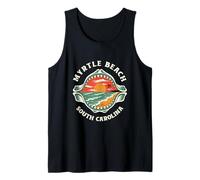 Beach Scene in Shark Jaw Myrtle Beach South Carolina Retro Tank Top