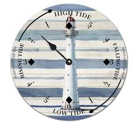 Beach Scene Nautical Tide Clock - Ocean Theme Wooden Tidal Clock With Shells and Sea Animals - Rustic Coastal Decor for Beach House Kitchen - 10 Inch