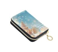 Beach Scene Sand Seashell Starfish Women's Wallet Zip Around RFID Blocking Credit Card Holders Print Zipper Wallet with Coin Pouch