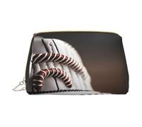Beach Scene With Chairs Print Cosmetic Bags,Leather Makeup Bag Small For Purse,Cosmetic Pouch,Toiletry Clutch For Women Travel, Baseball Lace Close Up, One Size