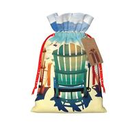 beach scene with chairs print Drawstring gift Bags Jewelry Gift Pouch Candy Pouch Birthday Wedding Favor Bags