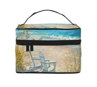 Beach Scene with Chairs Printed, Makeup Bag, Portable Cosmetic Bag for Women - Travel Cosmetic Organizer, Toiletry Pouch, The Go-to Gift That Never Disappoints for Special Moments