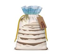 Beach Scenery Christmas Drawstring Gift Bag Santa Sack With Cards