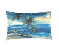 Beach Scenery Coconut Trees Stars Ocean Standard/Queen Size empty pillow case with zipper cotton flannel pillowcases Lightweight, Soft Easy Care fundas para almuadas 20x30 inchs Set of 2