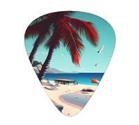 Beach Scenery Exceptional Guitar Pick â€“ Single-Side Full-Print, Abs Material Plectrum â€“ Diverse Thickness For Varied Music Experience â€“ Ideal For Guitars And Ukuleles,Guitar Pick,