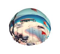 Beach Scenery shower caps with a double layer of, hold your hair well whether using them while showering or taking bath.