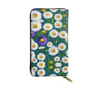 Beach Scenerys Leather Wallets for Women Man, Wallets Large Billfold with 12 Card Slots,Wallet Passport wallet, Wild Flowers And Daisies, One Size