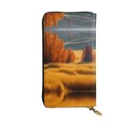 Beach Scenerys Leather Wallets for Women Man, Wallets Large Billfold with 12 Card Slots,Wallet Passport wallet, Autumn Golden Grass Landscape, One Size