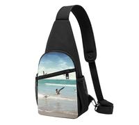 Beach Sea Birds Printed Sling Backpacks Casual Crossbody Shoulder Bag Chest Pack for Men Women