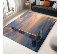 Beach Sea Clouds Lighthouse Rugs Living Room 180 x 240 cm, Washable Rugs for Bedroom Low Pile Large Area Rug Ocean Blue Print Carpets for Living Room Bedroom Kid's Room Nursery Dining Room
