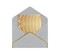 Beach Sea Shell Sand Elegant Pearlized Gold-Edged Greeting Card-Blank Interior,Single-Sided Print, All-Occasion Foldable Note Card With Envelope