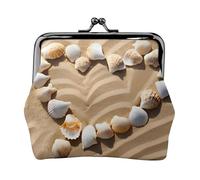 Beach Sea Shell Sand Full Double-Sided Printed Pattern Women's and Girls' Fashionable Leather Kiss Lock Coin Purse Card Bag