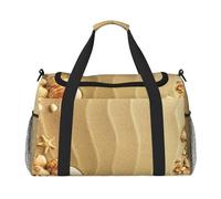 Beach Sea Shell Sand Large Travel Duffle Bag with Shoulder Strap,Water-Resistant Twill Weekender Bag for Men Women,Spacious Carryall Gym Bag