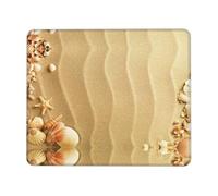 Beach Sea Shell Sand Thick Mouse Pad Desk Mat, Precise Stitch Lock Edge Non-Slip Design for Pc Console Work Study