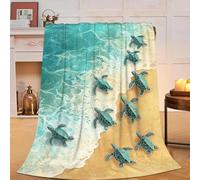 Beach Sea Turtle Blanket Cute Sea Turtle Fleece Throw Blanket Fuzzy Plush Super Soft Cozy Warm Ocean Decor Nautical Blanket Gifts for Boys Girls Kids Adult Men Women 40"x50"