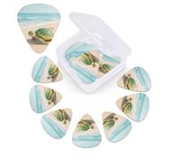 Beach Sea Turtle Guitar Picks 12 Pack with Organizer Box, 0.46 0.71 0.96 mm Includes Thin Medium Heavy Thickness,Abstract Guitar Pick Plectrums for Electric Guitar Ukulele Bass