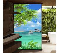 Beach Seagull Patterned Frosted Window Film Self Adhesive Roll Frosted Window Film Self Adhesive Roll Static Cling Without Glue Window Film Privacy Frosted 45x100cm