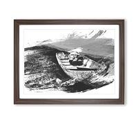 Beach & Seascape Boat Wreck Beach V1 Modern Framed Wall Art Print, Ready to Hang Picture for Living Room Bedroom Home Office Décor, Walnut A2 (64 x 46 cm)