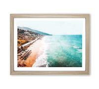 Beach & Seascape In Greece Painting Modern Art Framed Print | A3 Oak Framed Wall Art | Ready to Hang | Modern Beach Picture | Living Room Bedroom Lounge Office