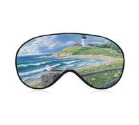 Beach Seascape Lighthouse Sleep Mask Soft Eye Mask Eye Cover Eyeshade Blindfold with Adjustable Strap