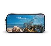 Beach Seashell Starfish Small Pencil Case Large Capacity Pen Bag Aesthetic Makeup Pouch Office Stationery Organizer 22 * 12 * 5cm