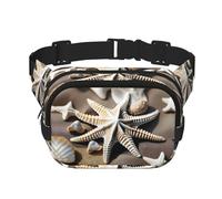 Beach Seashell Starfish Zipper Fanny Pack, Crossbody Bags with Adjustable Strap for Jogging, Cycling