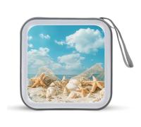 Beach Seashells Starfish Trendy CD Case Hard Plastic Portable DVD Storage Binder Wallet for Car Home Office